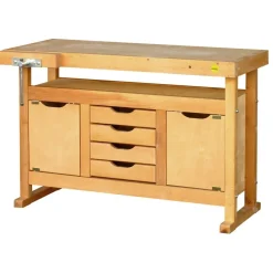Établi bois multiplis - longueur 1,2 m - caisson et presse horizontale OUTIFRANCE