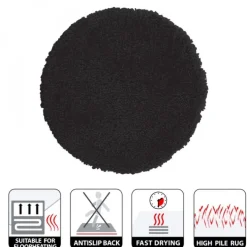 Tapis de bain - 60cm - Noir - Microfibre - antidérapant - Highland SPIRELLA