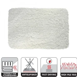 Tapis de bain - 55x65cm - Blanc - Microfibre - antidérapant - Highland SPIRELLA