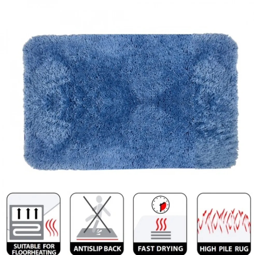 Tapis de bain - 60x90cm - Bleu Ciel - Microfibre - antidérapant - Highland SPIRELLA