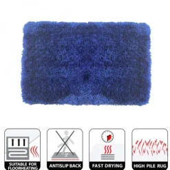 Tapis de bain - 70x120cm - Bleu Marine - Microfibre - antidérapant - Highland SPIRELLA