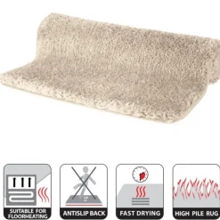 Tapis de bain - 60x90cm - Ecru - Microfibre - antidérapant - Highland SPIRELLA