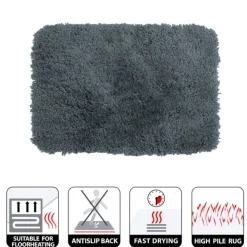 Tapis de bain - 55x65cm - Gris Granit - Microfibre - antidérapant - Highland SPIRELLA
