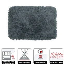 Tapis de bain - 60x90cm - Gris Granit - Microfibre - antidérapant - Highland SPIRELLA