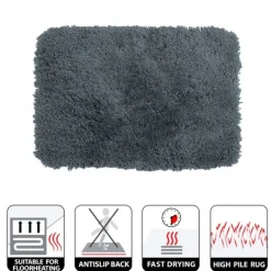 Tapis de bain - 80x150cm - Gris Granit - Microfibre - antidérapant - Highland SPIRELLA