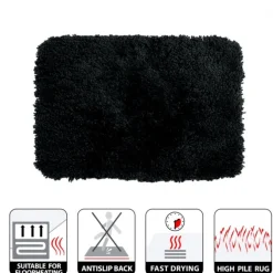 Tapis de bain - 55x65cm - Noir - Microfibre - antidérapant - Highland SPIRELLA