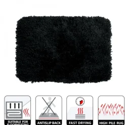 Tapis de bain - 70x120cm - Noir - Microfibre - antidérapant - Highland SPIRELLA