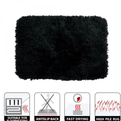 Tapis de bain - 80x150cm - Noir - Microfibre - antidérapant - Highland SPIRELLA