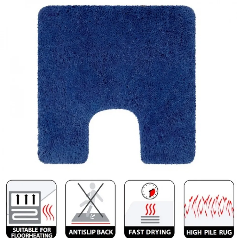 Tapis de WC Microfibre antidérapant 55x55cm Bleu Marine - Highland SPIRELLA