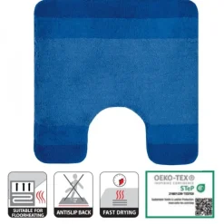 Tapis de WC - 55x55cm - Bleu - Microfibre - antidérapant - Balance SPIRELLA