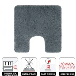 Tapis de WC - 55x55cm - Gris - Microfibre - antidérapant - Highland SPIRELLA