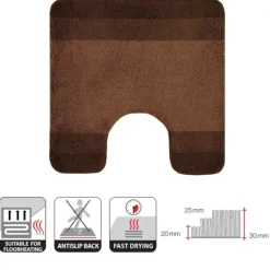 Tapis de WC - 55x55cm - Marron - Microfibre - antidérapant - Balance SPIRELLA