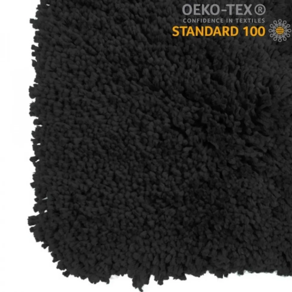 Tapis de WC - 55x55cm - Noir - Microfibre - antidérapant - Highland SPIRELLA