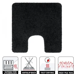 Tapis de WC - 55x55cm - Noir - Microfibre - antidérapant - Highland SPIRELLA