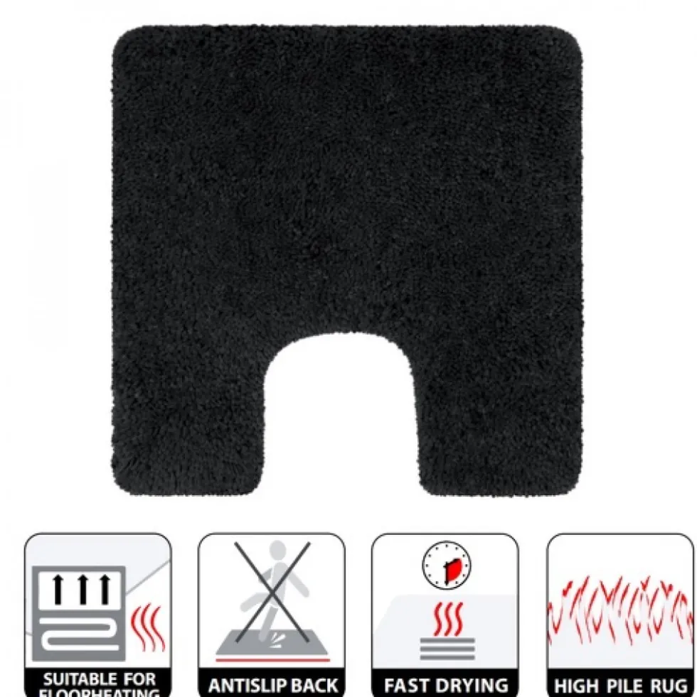 Tapis de WC - 55x55cm - Noir - Microfibre - antidérapant - Highland SPIRELLA