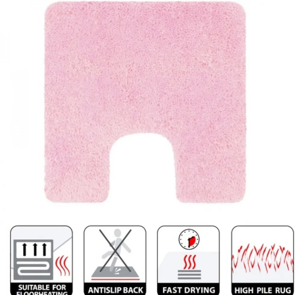 Tapis de WC - 55x55cm - Rose Clair - Microfibre - antidérapant - Highland SPIRELLA
