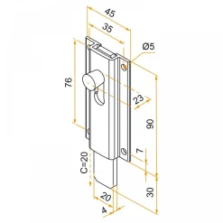 Targette plate en aluminium - portail et portillon BURGAUD