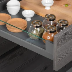 Tiroir extérieur Vertex avec côtés en verre - 93 mm - Gris - 40 kg EMUCA