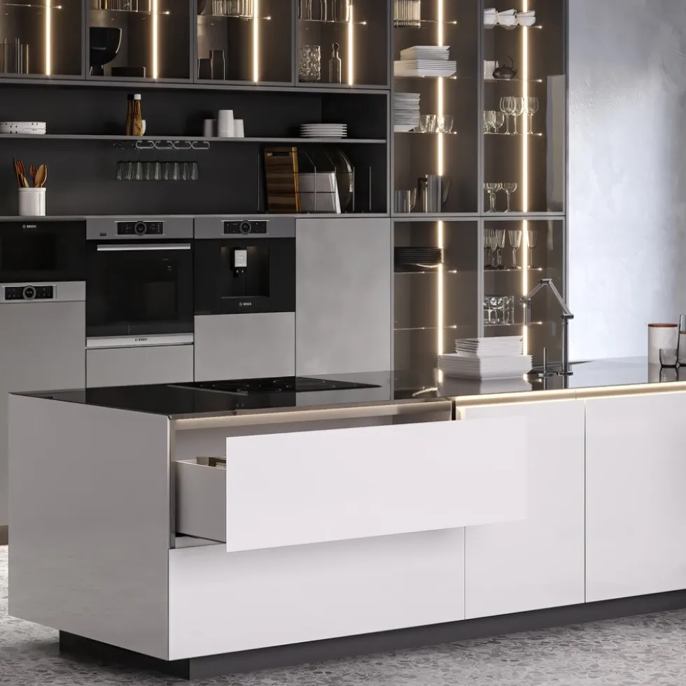 Tiroir extérieur Vertex 3D blanc - 178 mm - 40 kg - push synchro EMUCA