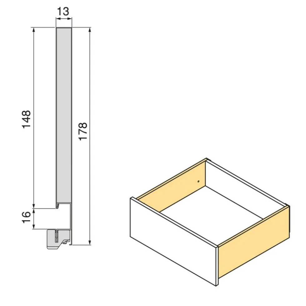 Tiroir extérieur Vertex 3D blanc - 178 mm - 40 kg - push synchro EMUCA