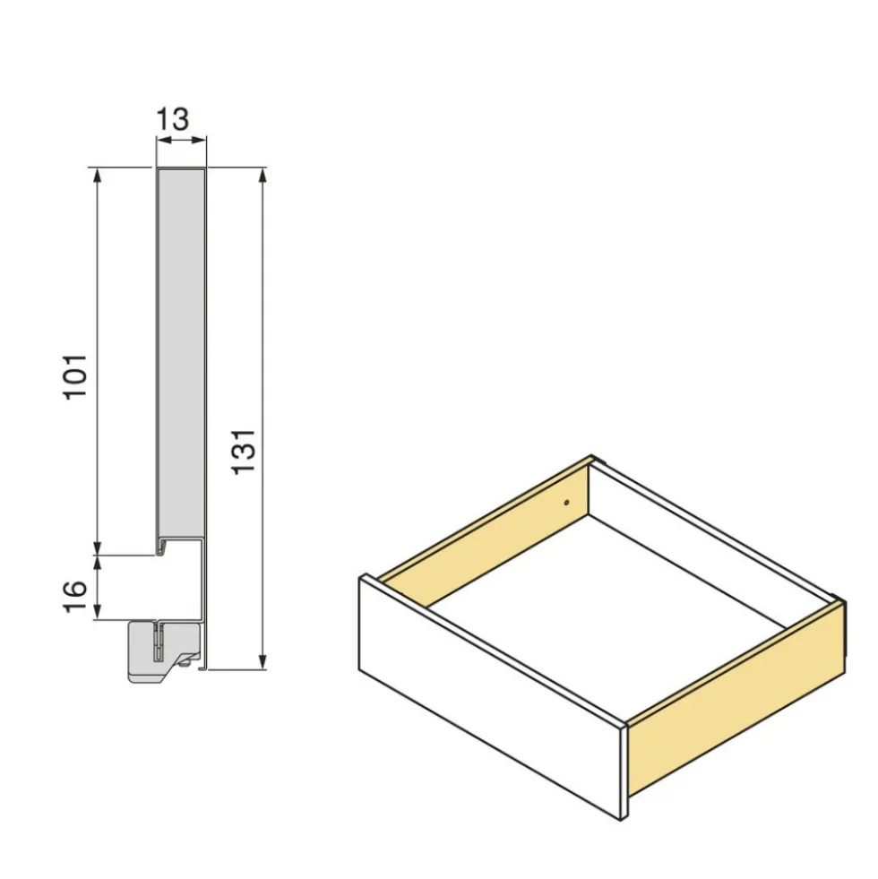 Tiroir extérieur Vertex 3D gris anthracite - hauteur 131 mm - charge 40 kg EMUCA
