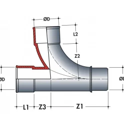 Té pied de bich en pvc 87°30 - mâle-femelle - 40 réduit 32 mm NICOLL
