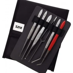 Trousse de 6 brucelles en acier inoxydable - 6 becs différents SAM OUTILLAGE