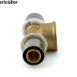 Té à sertir PER diamètre 16 mm avec sortie au centre à visser F15x21 BRICOZOR