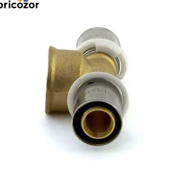 Té à sertir PER diamètre 16 mm avec sortie au centre à visser F15x21 BRICOZOR
