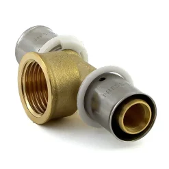 Té à sertir PER diamètre 16 mm avec sortie au centre à visser F15x21 BRICOZOR