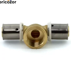 Té à sertir PER diamètre 16 mm avec sortie au centre à visser F15x21 BRICOZOR