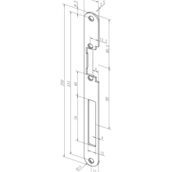 Têtière de gâche électrique - longue - inox - bouts ronds - 82B35 EFF EFF