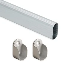 Tube de penderie ovale 30 x15 mm - avec supports - par 2 EMUCA
