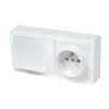 Va-et-vient + prise 2P+T vertical saillie complet- blanc - Blok DEBFLEX