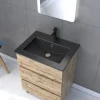 Vasque à encastrer - 60 cm - céramique noire satinée - Timber AURLANE