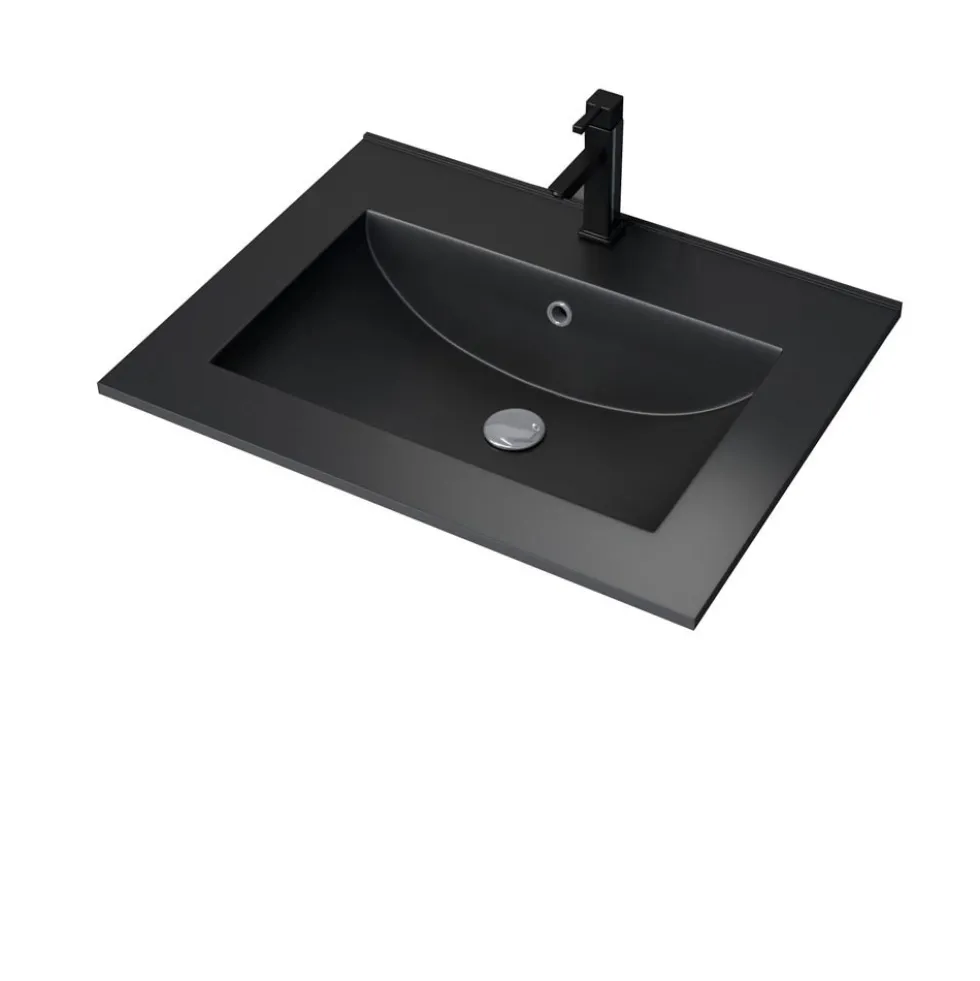 Vasque à encastrer - 60 cm - céramique noire satinée - Timber AURLANE