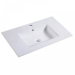 Vasque à encastrer 80 cm céramique - bassin carré - blanc mat AURLANE
