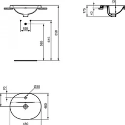 Vasque à encastrer par-dessus - ronde - percée - Connect IDEAL STANDARD
