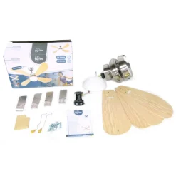 Ventilateur de plafond avec éclairage - 4 pales en bois - Bermudes FARELEK