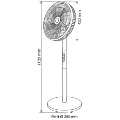 Ventilateur solaire hybride rechargeable - 3 vitesses - noir ou blanc BF LIGHT