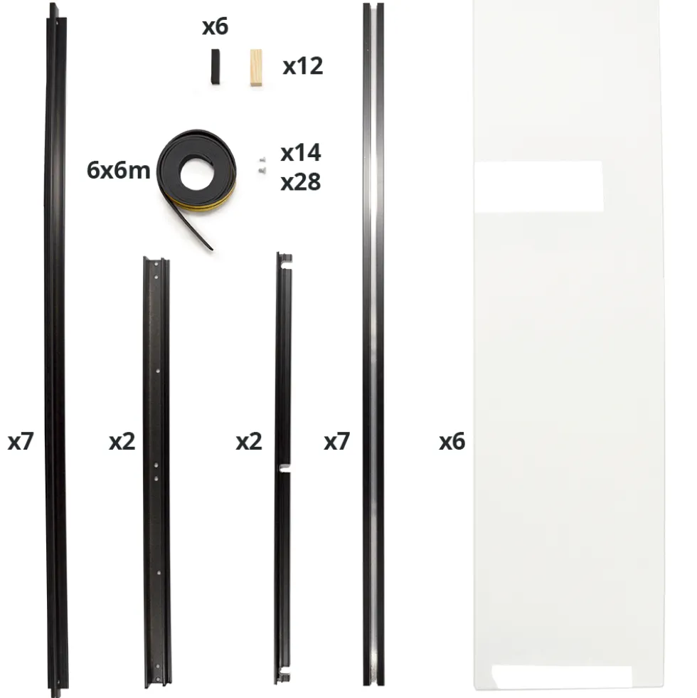 Verrière intérieure 6 carreaux 108 x 183,2 cm noir - vitrage inclus Kit Atelier