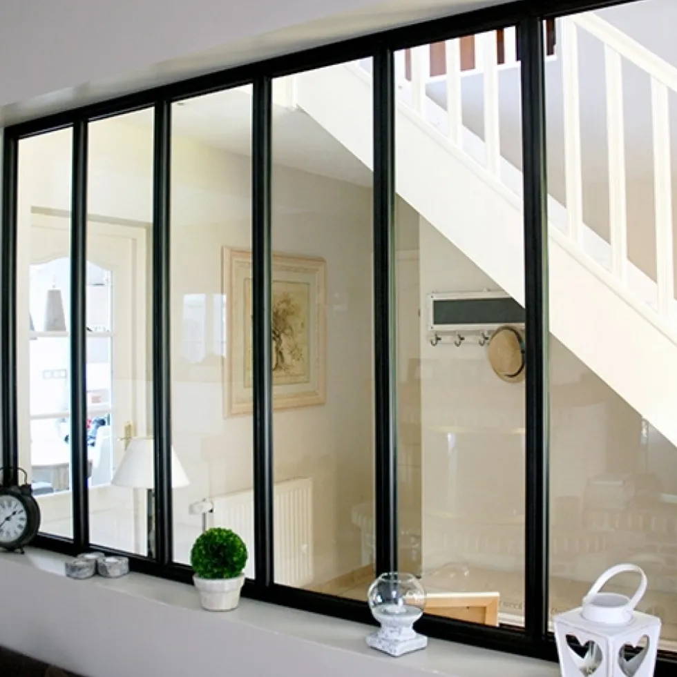 Verrière intérieure 6 carreaux 108 x 183,2 cm noir - vitrage inclus Kit Atelier