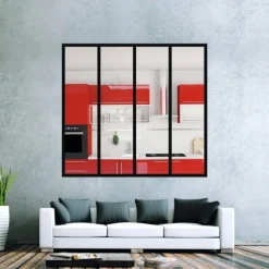 Verrière intérieure 4 carreaux 125 x 135 cm noir Design Production