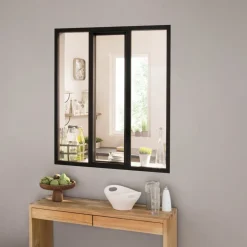 Verrière intérieure coulissante 3 carreaux 108 x 93,2 cm noir - vitrage inclus Kit Atelier