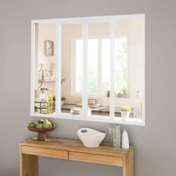Verrière intérieure coulissante 4 carreaux 108 x 123,2 cm blanc - vitrage inclus Kit Atelier
