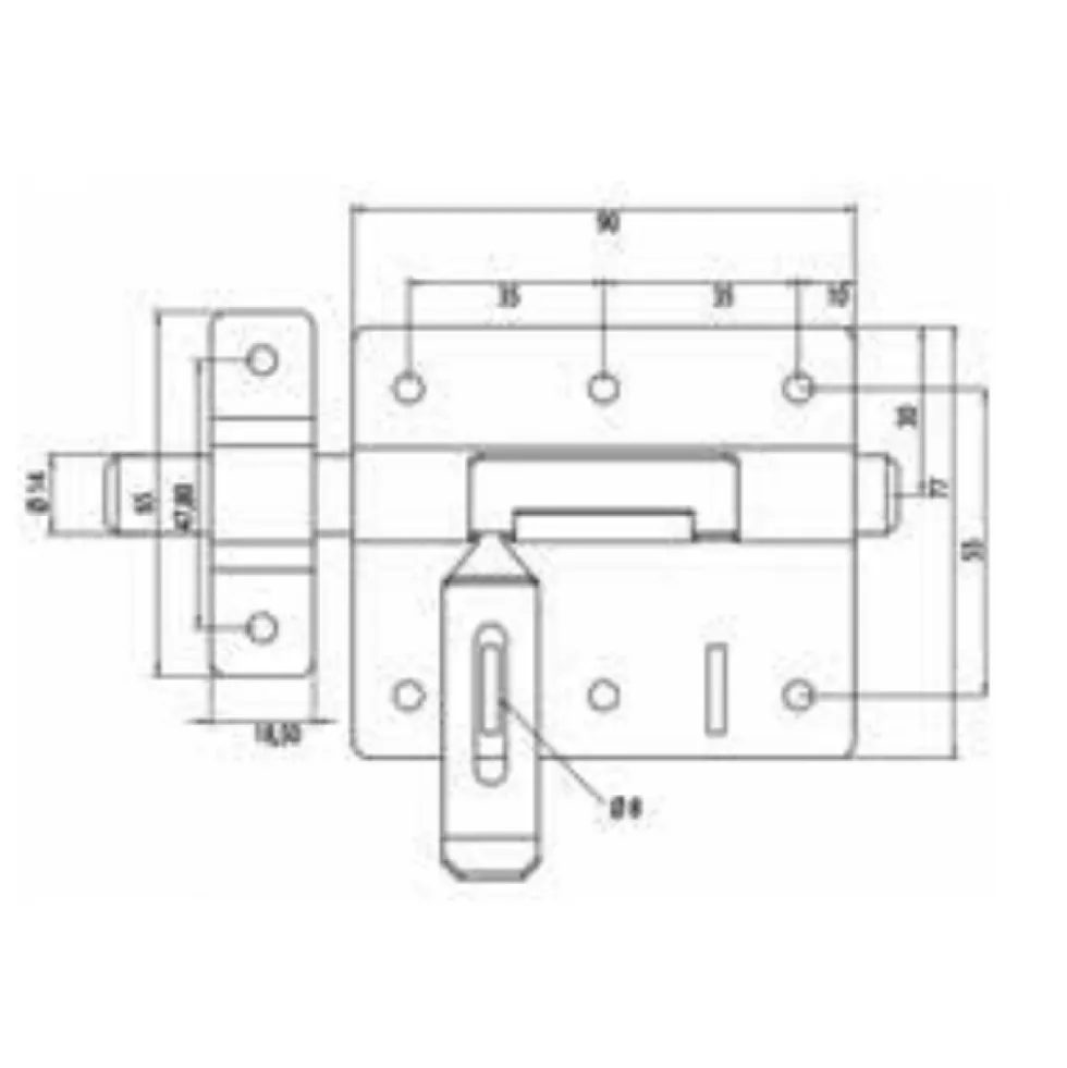 Verrou de box - porte-cadenas - pêne de diamètre 14 mm ABUS