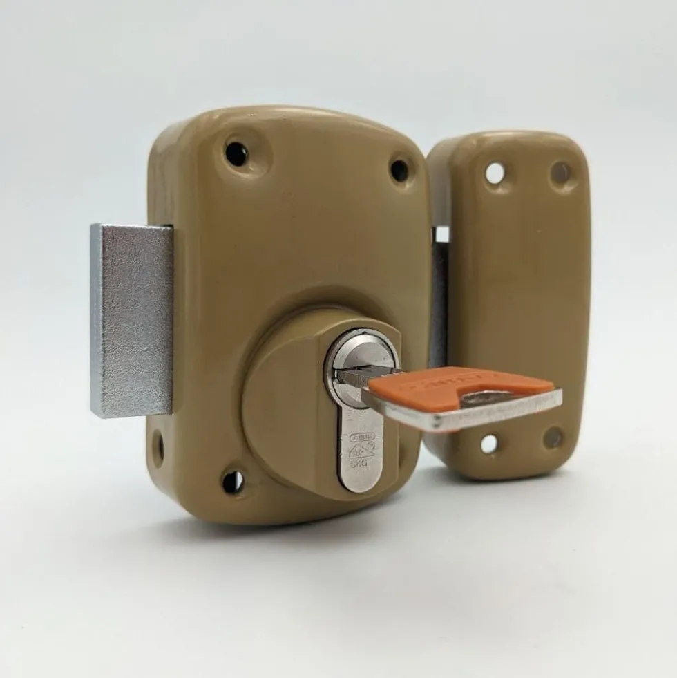 Verrou en applique - cylindre avec bouton - bronze - Basik ABUS
