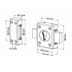 Verrou en applique - cylindre avec bouton - bronze - Basik ABUS