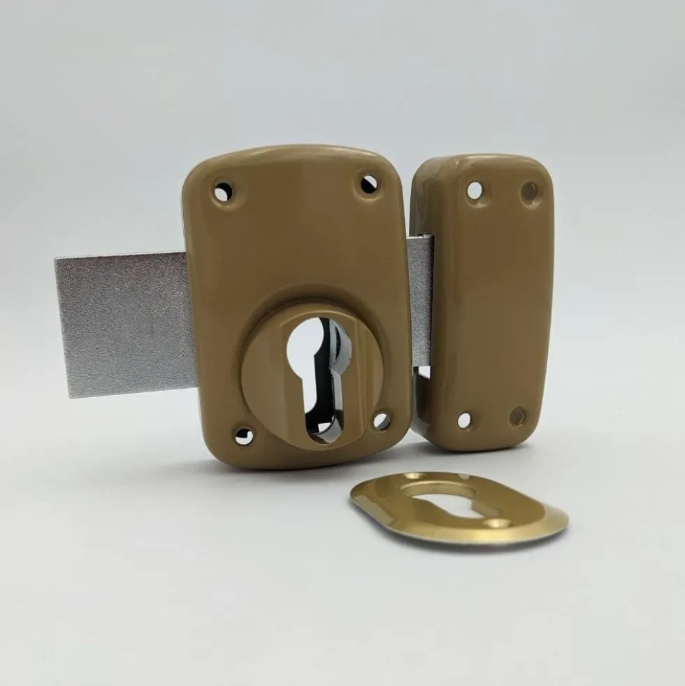 Verrou en applique - cylindre avec bouton - bronze - Basik ABUS
