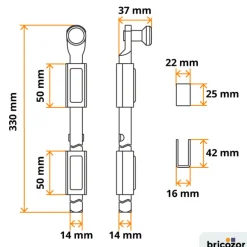 Verrou en applique à souder - tige 14x330 mm - 716 COMUNELLO